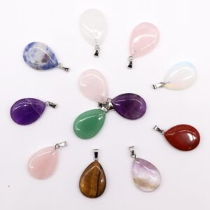 Gemstone Teardrops Pendants (12 assorted) 25x18mm (GemPD-16)