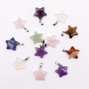 Gemstone Stars Pendants (12 assorted)  20x6mm  (GemPD-17)