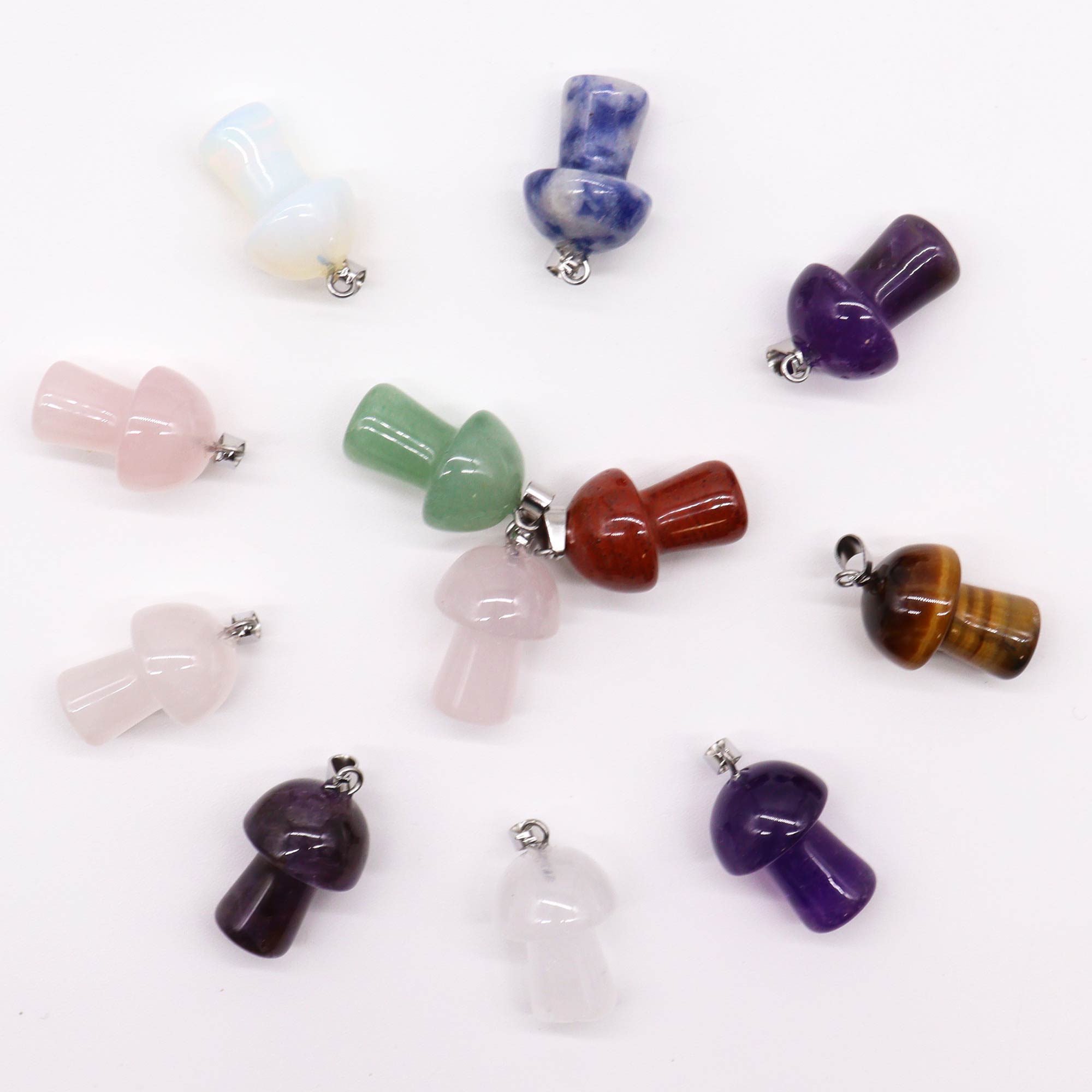 Gemstone Mushrooms Pendants (12 assorted) 20x15mm (GemPD-19)
