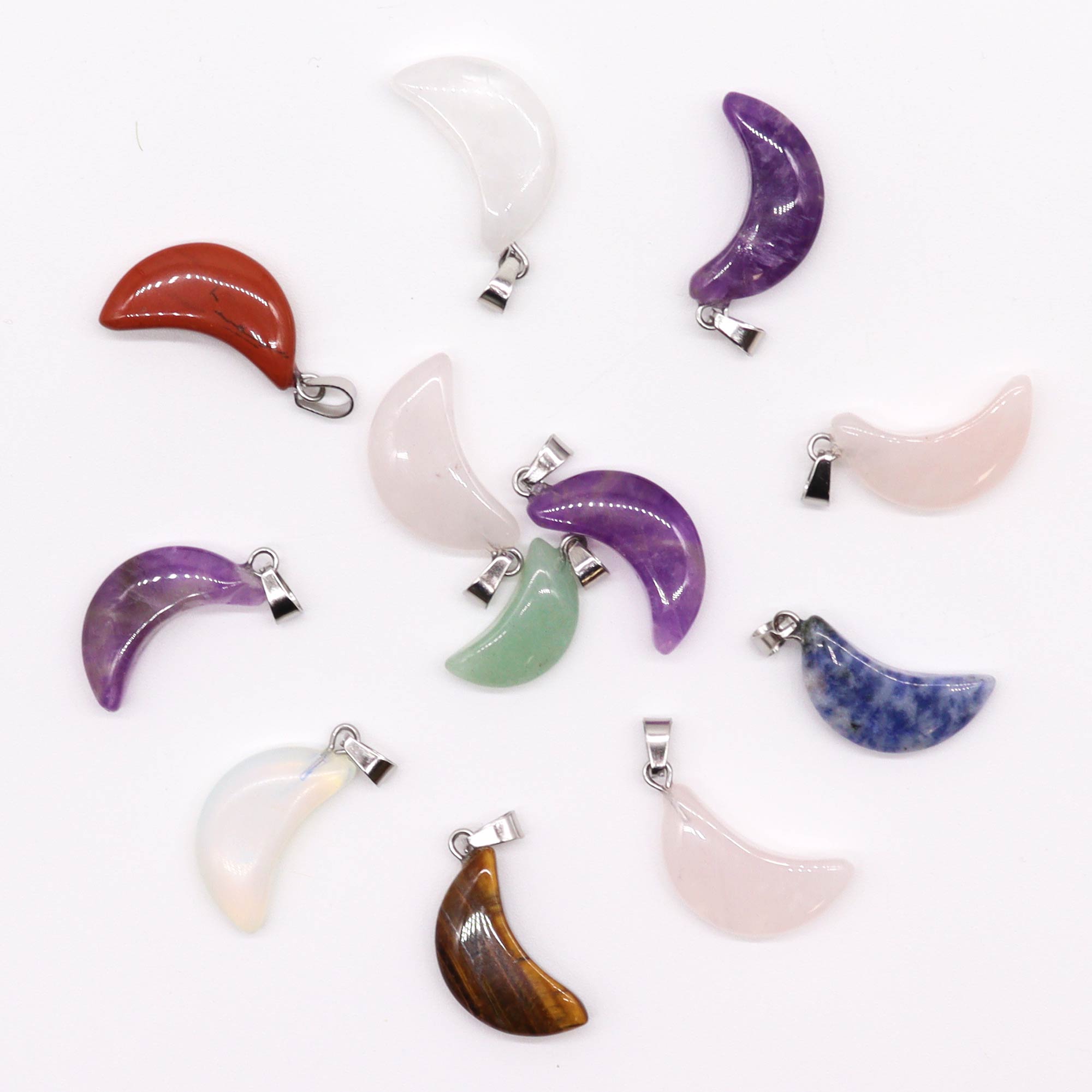 Gemstone Moons Pendants (12 assorted) 20x13mm (GemPD-20)