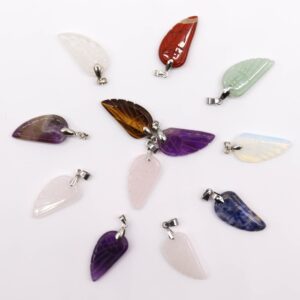 Gemstone Angel Wings Pendants (12 assorted)  28x15mm  (GemPD-21)
