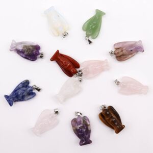 Gemstone Mini Angels Pendants (12 assorted)  26x18mm  (GemPD-22)