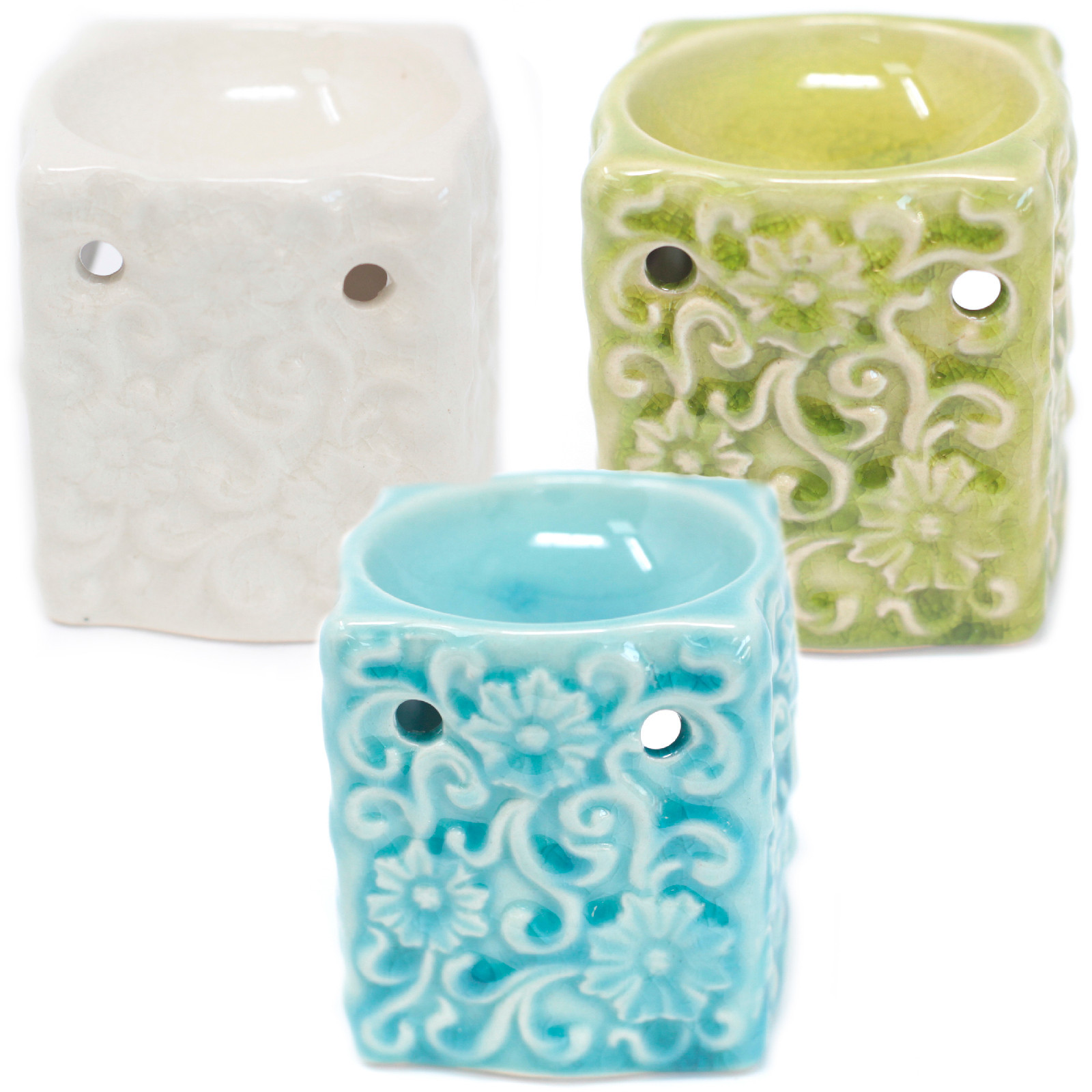 Classic Small Square Floral Oil Burners (aast) (OBCS-06DS)