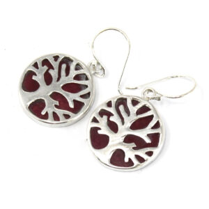 Tree of Life Silver Earrings 15mm - Coral Effect  (TOLSP-07)