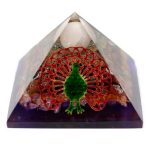 Lrg Organite Pyramid 70mm - Peacock（earth base)  (ORGN-13)