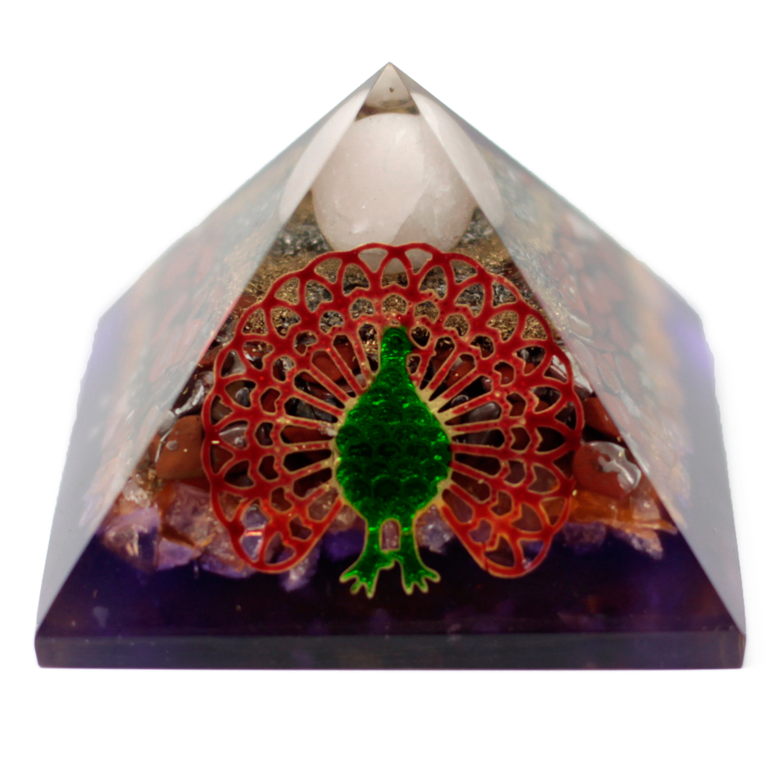 Lrg Organite Pyramid 70mm - Peacock（earth base)  (ORGN-13)