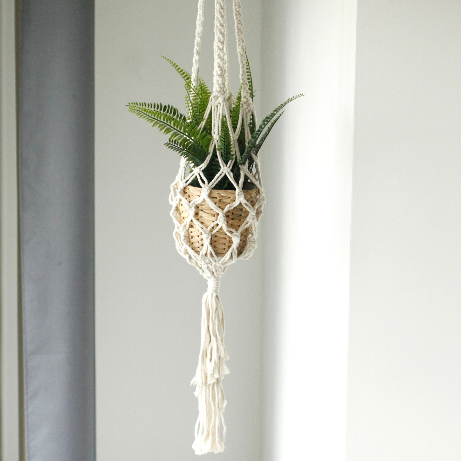 Macrame Pot Holder - Large Pot Holder - Extra Long  (MacP-05)