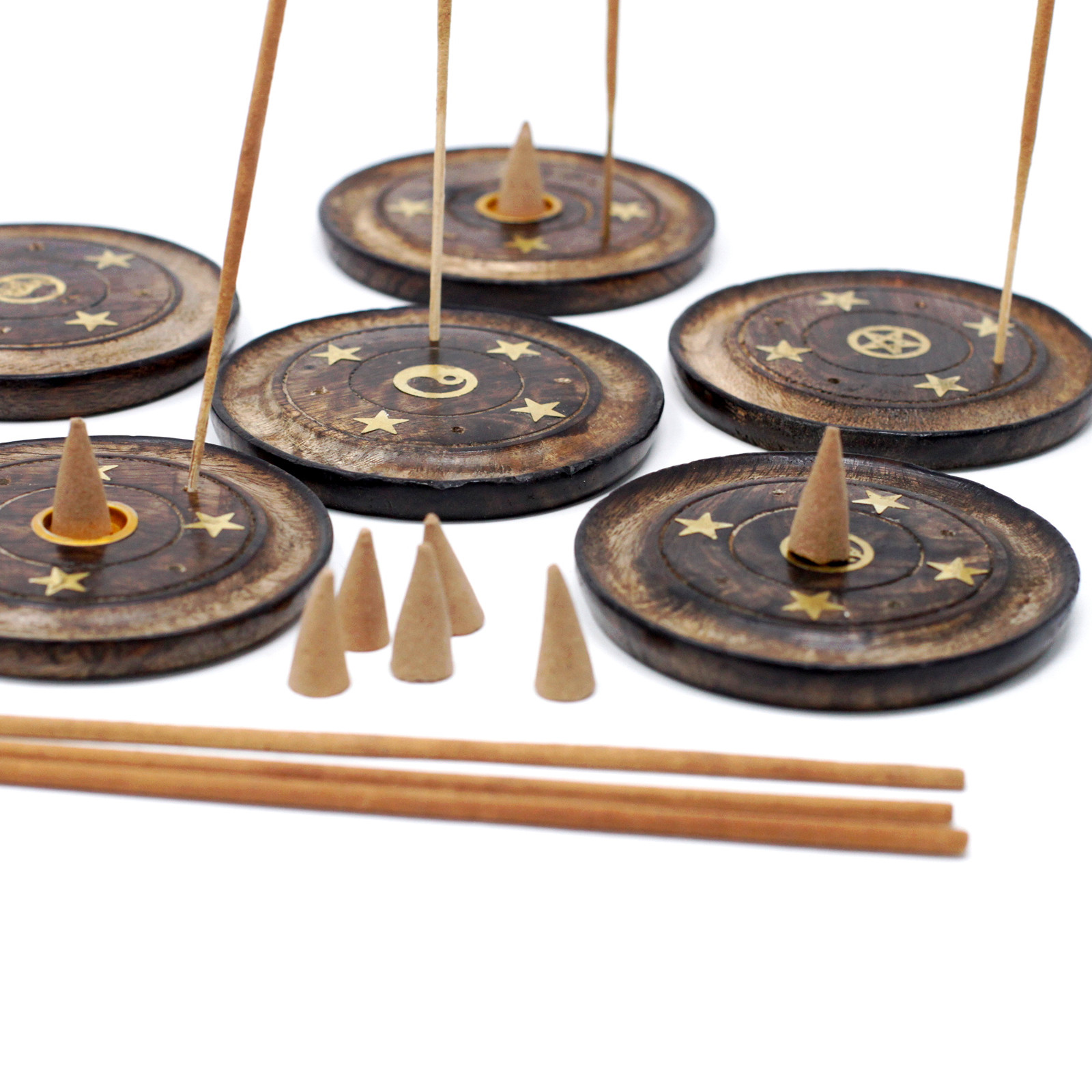 Mango Wood Disc 10cm (Cone & Incense)  (ISH-19M)