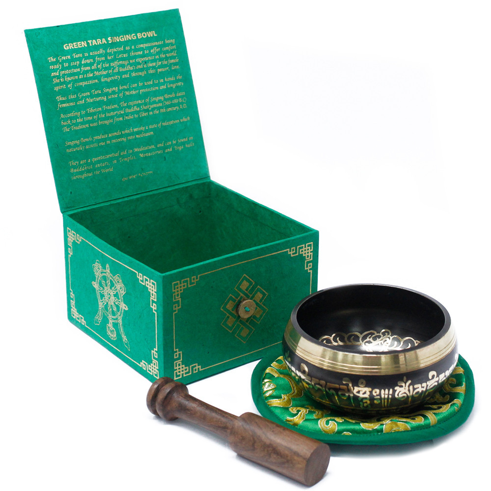 Green Tara Singing Bowl Set 10cm (min 380gm)  (TIBS-15)