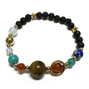 Lava Stone Bracelet - Gold Solar System  (LavaSB-10)