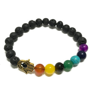 Lava Stone Bracelet - Hamsa Chakra  (LavaSB-03)