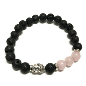 Lava Stone Bracelet - Buddha Rose Quartz  (LavaSB-05)