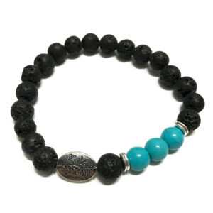 Lava Stone Bracelet - Leaf Turquoise  (LavaSB-07)