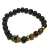 Lava Stone Bracelet - Hamsa Tiger-eye  (LavaSB-09)