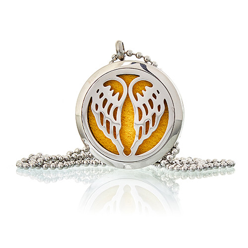 Aromatherapy Jewellery Necklace - Angel Wings 30mm (AromaJ-12)