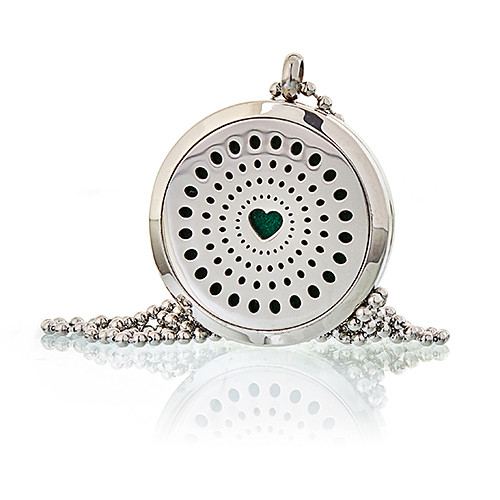 Aromatherapy Jewellery Necklace - Diamonds Heart 30mm (AromaJ-13)