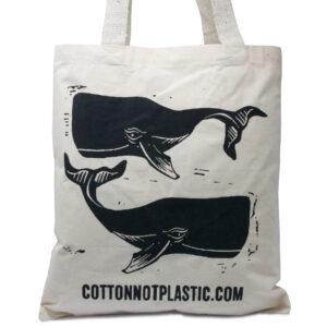 Lrg Natural 6oz Cotton Bag 38x42cm - WHALES  (CCOTT-16)