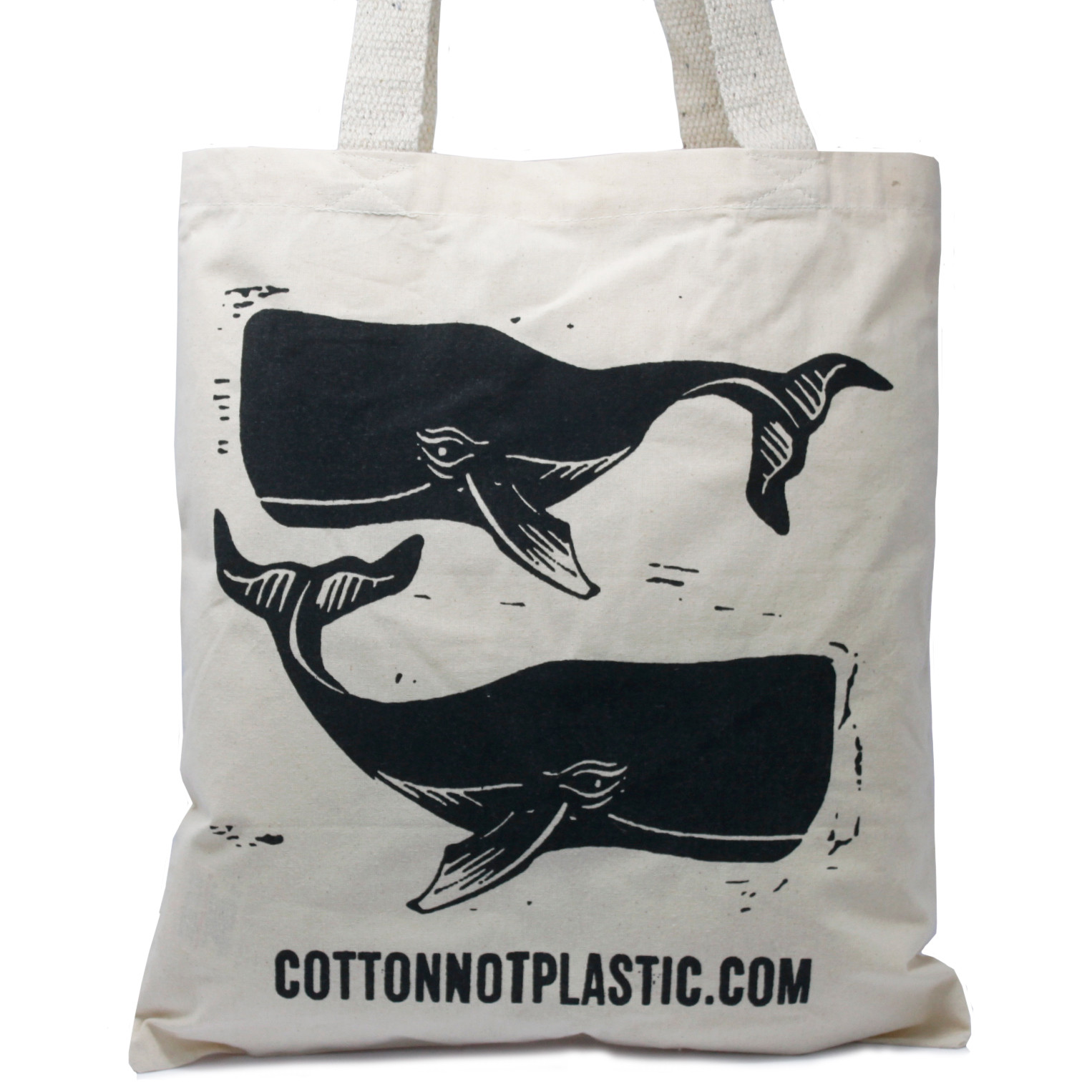 Lrg Natural 6oz Cotton Bag 38x42cm - WHALES (CCOTT-16)