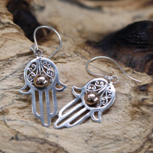 Silver & Gold Earring - Hamsa (SGJ-03)