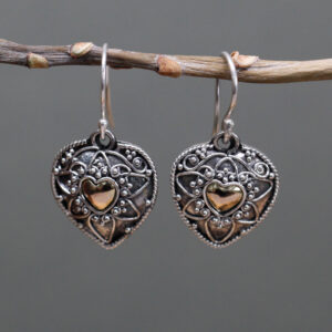Silver & Gold Earring - Mandala Hearts  (SGJ-06)