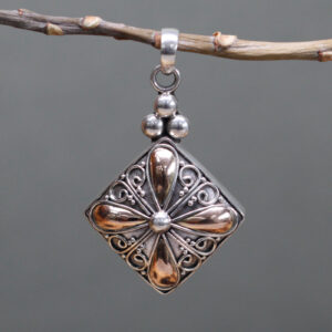 Silver & Gold Pendant - Square Drop (SGJ-09)