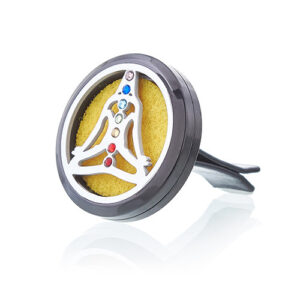 Car Diffuser Kit - Pewter Yoga Chakra - 30mm  (AromaC-10)