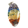 Orgonite Power Pendant - 7 Stone Chakra Oval with Tree  (OPP-12)