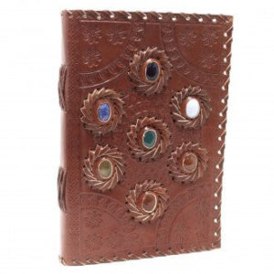 Leather Chakra Stone Notebook (22.5x15cm)  (LBN-11)