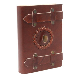 Leather Tigereye with Belts Notebook 15x10 cm  (LBN-17)