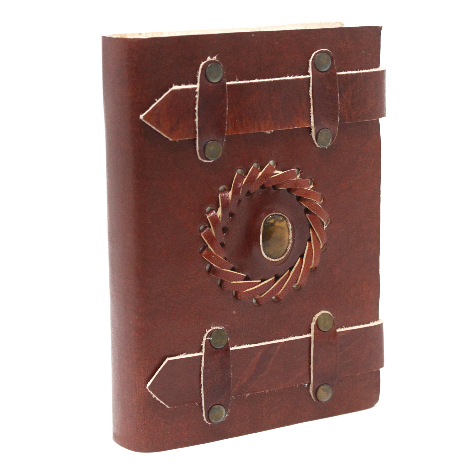 Leather Tigereye with Belts Notebook 15x10 cm (LBN-17)