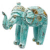 Wood Carved Elephant - Turquois Gold  (VINTEP-02)