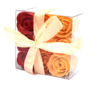Set of 9 Soap Flower Box - Peach Roses  (LSF-12)