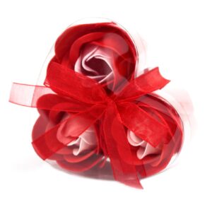Set of 3 Soap Flower Heart Box - Red Roses (LSF-13)