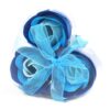 Set of 3 Soap Flower Heart Box - Blue Wedding Roses  (LSF-16)