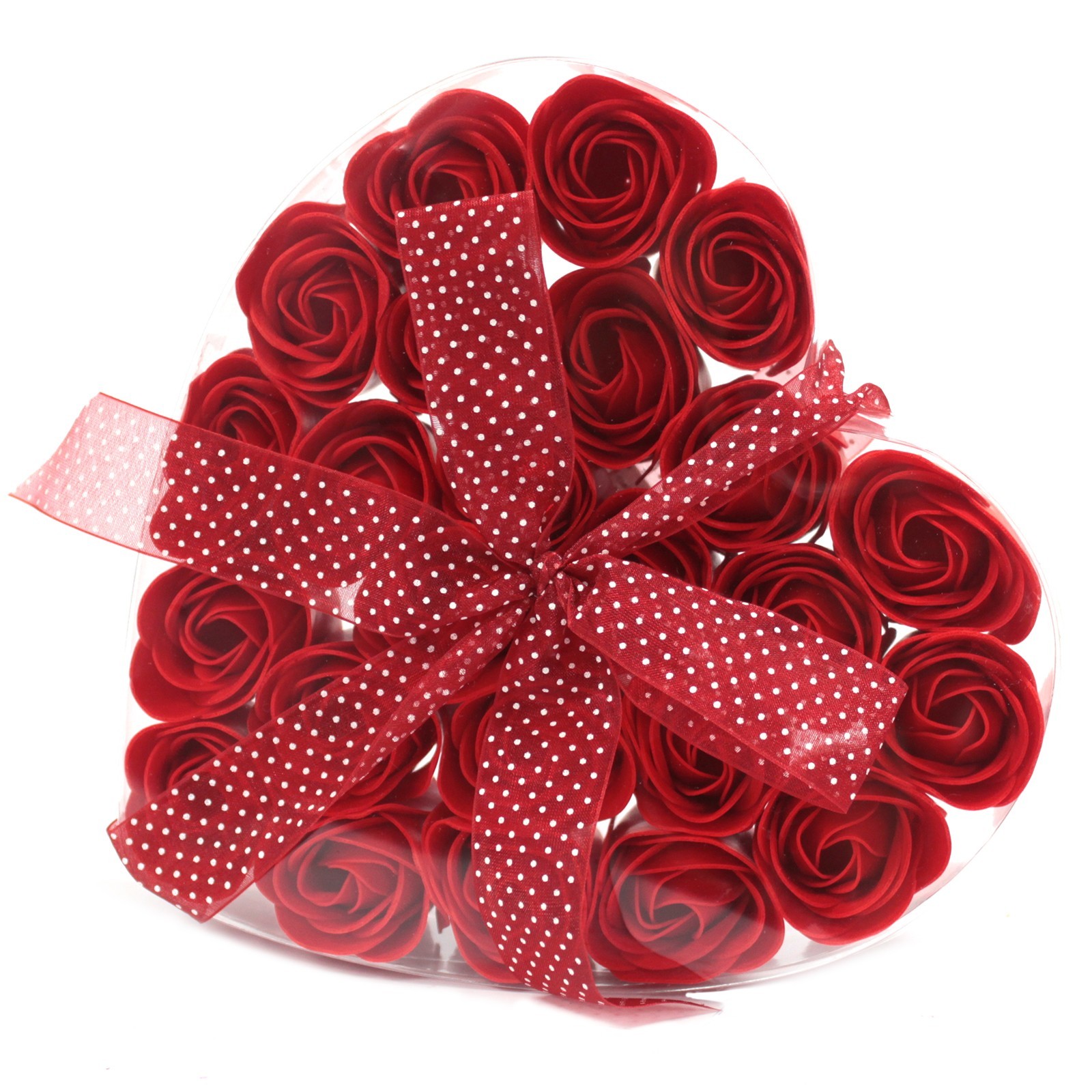 Set of 24 Soap Flower Heart Box - Red Roses (LSF-19)