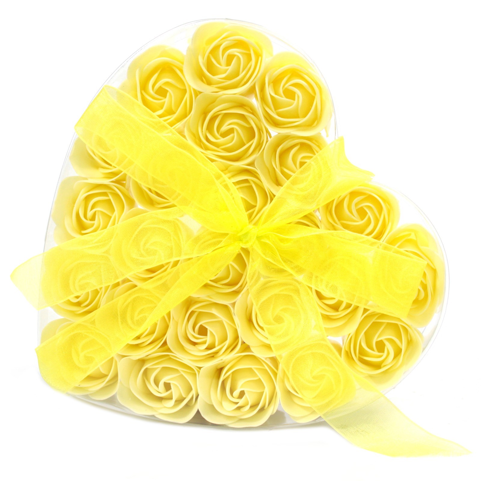 Set of 24 Soap Flower Heart Box - Yellow Roses (LSF-21)