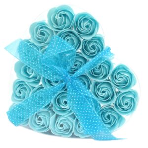 Set of 24 Soap Flower Heart Box - Blue Roses  (LSF-22)