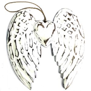 Hand Crafted Double Angel Wing & Heart - 24cm  (AWL-02)