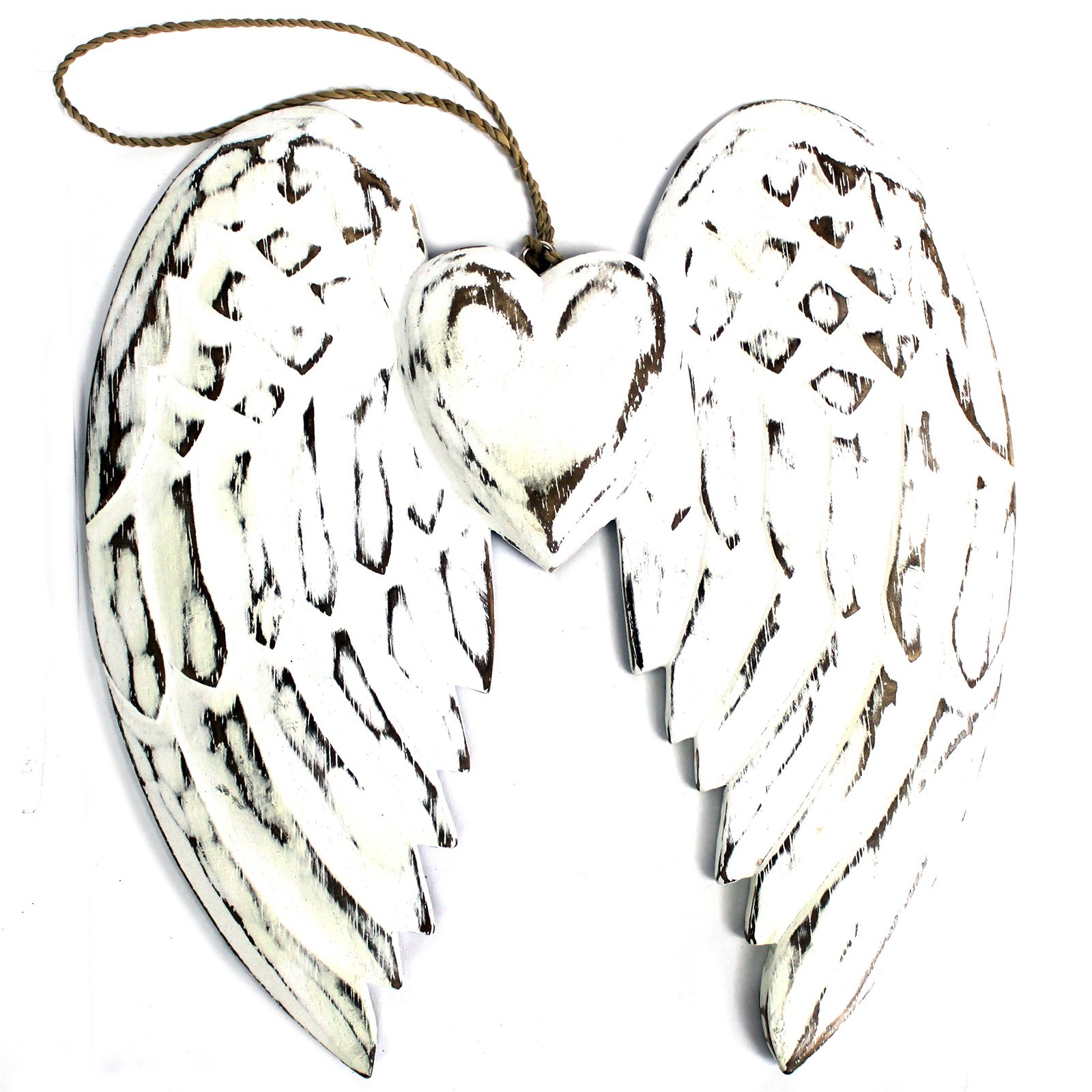 Hand Crafted Double Angel Wing & Heart - 24cm  (AWL-02)