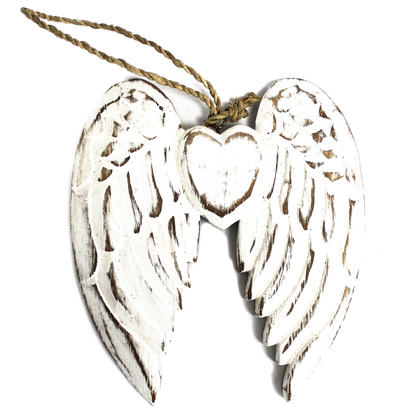 Hand Crafted Small Double Angel Wing & Heart - 15cm  (AWL-05)