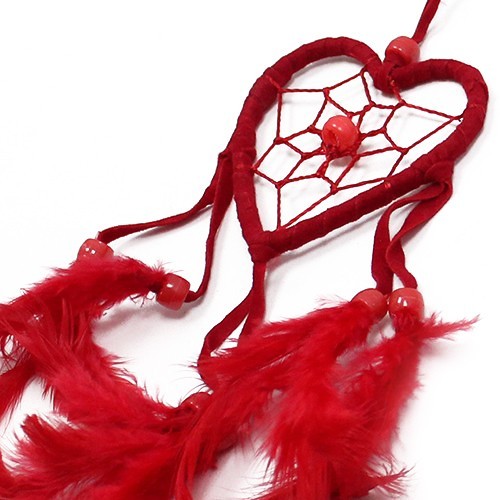Bali Dreamcatcher - Small Heart - Black/White/Red  (BDC-01)