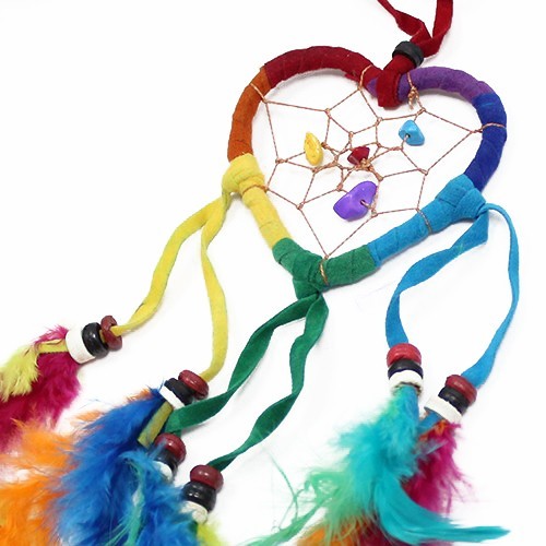 Bali Dreamcatcher - Small Heart - Rainbow  (BDC-03)