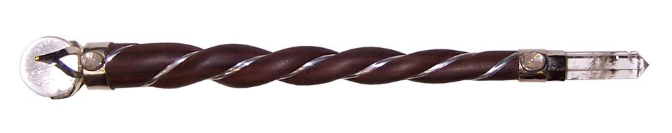 Twisted Wood and Rock Quartz Wand (HWand-01)