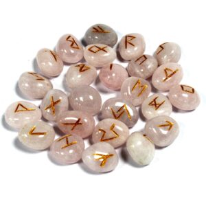 Indian Runes in Pouch - Rose Quartz  (Rune-34)