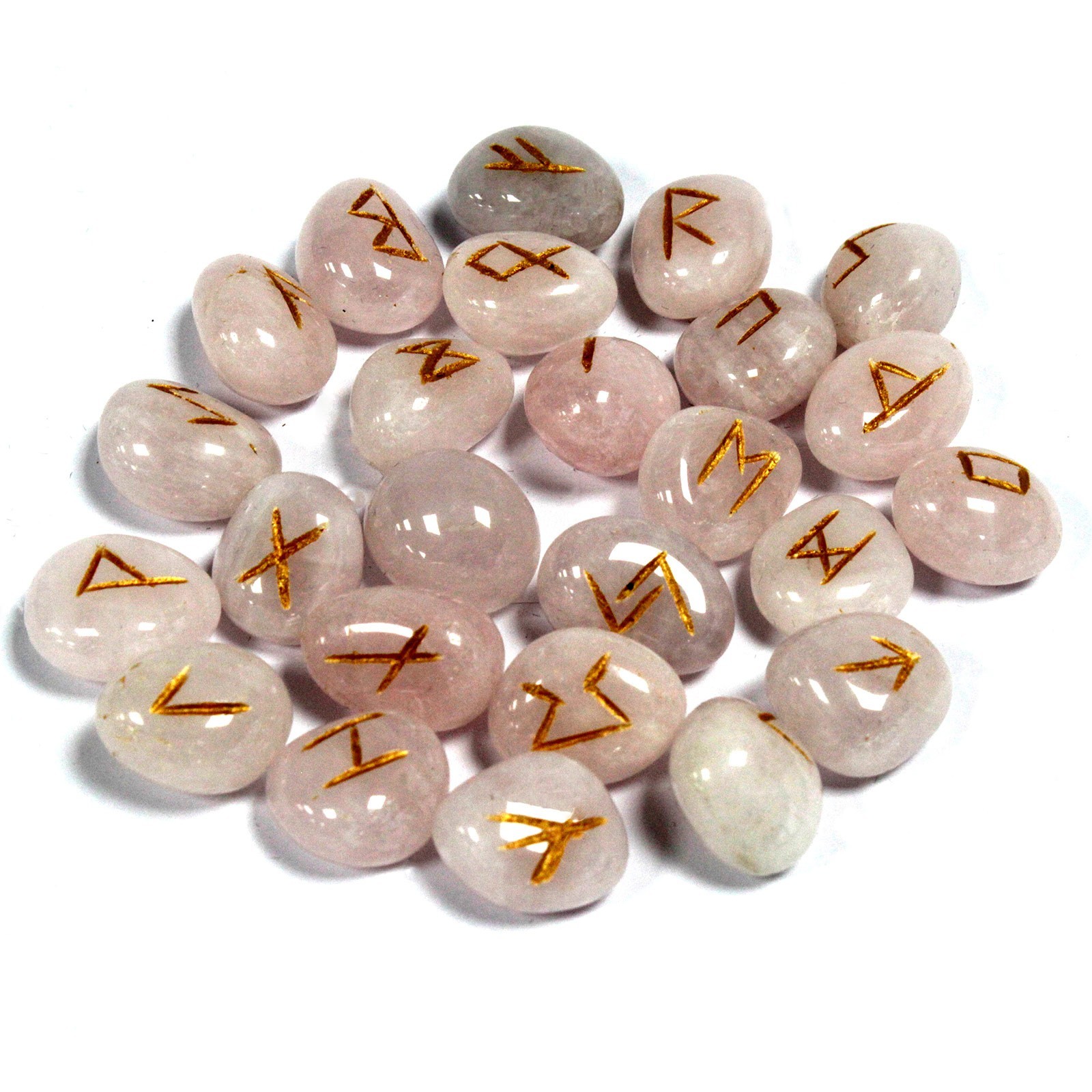 Indian Runes in Pouch - Rose Quartz  (Rune-34)