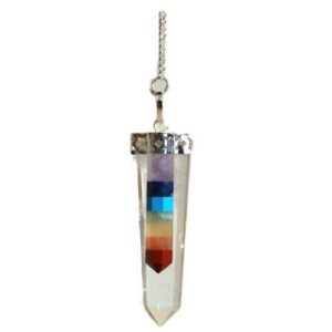 Crystal - 7 Chakra Bounded Thin Point Flat Pendants  (SpecMP-45)