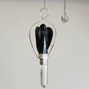 Angel Pendulum with Ring- Black Agate  (SpecMP-49)