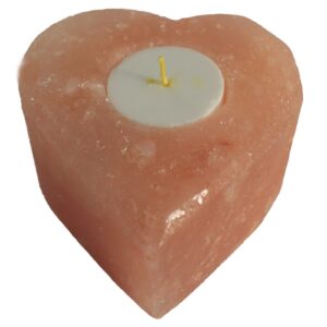 Salt Candle Holder - Med Heart  (QSalt-31)
