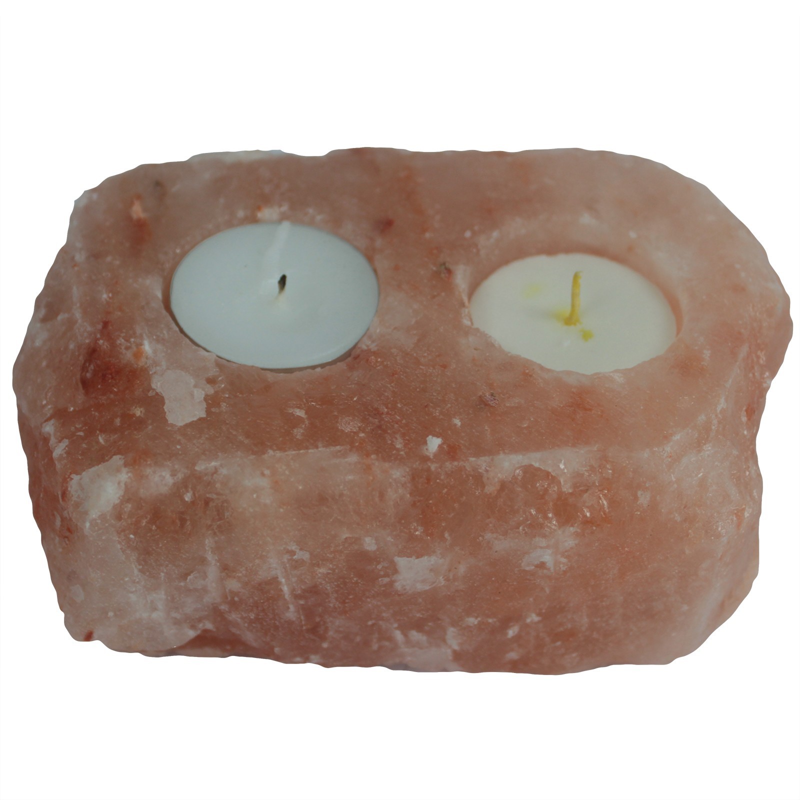 Natural Salt Candle Holder - 2 holes  (QSalt-44)